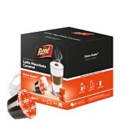 Café René Latte Macchiato Caramel package and capsule for Dolce Gusto