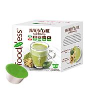 FoodNess Matcha Latte package and capsule for Dolce Gusto
