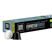 Black Coffee Roasters Espresso Roast pakke og kapsel til Nespresso
