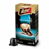 Café René Espresso Decaffeinato package and capsule for Nespresso®