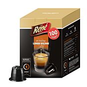 CafÃ© RenÃ© Lungo Milano Big Pack package and capsule for NespressoÂ®