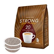 Kaffekapslen Strong 20 package and pods for Senseo