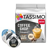 Coffee Shop Selections Flat White package and capsule for Tassimo