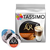L'OR Latte Macchiato Caramel Packung und Kapsel für Tassimo