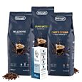 Package deal with 3 packs of Delonghi coffee beans and a pack of descaling