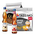 Ice coffee starter pack for Tassimo with 2 packs of coffee and 2 coffee syrups