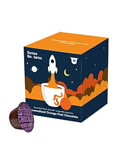 Senso Nocturno Caramelised Orange Peel Chocolate package and capsule for Dolce Gusto
