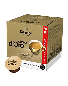 Dallmayr Crema d'Oro Big Pack package and capsule for Dolce Gusto