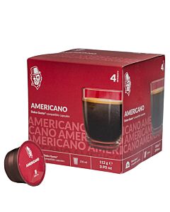 Kaffekapslen Americano pakke og kapsel til Dolce Gusto
