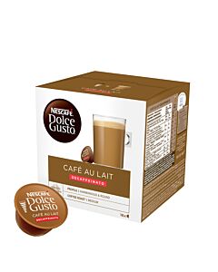 Nescafé Café au Lait Decaf package and capsule for Dolce Gusto