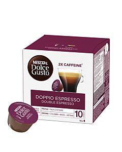 Nescafé Doppio Espresso Packung und Kapsel für Dolce Gusto
