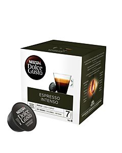 Nescafé Espresso Intenso package and capsule for Dolce Gusto
