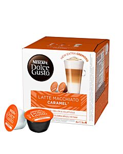 Nescafé Latte Macchiato Caramel package and capsule for Dolce Gusto