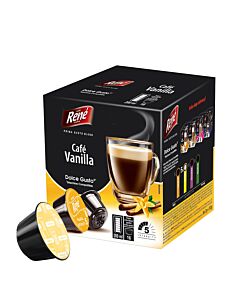 Café René Café Vanilla package and pod for Dolce Gusto
