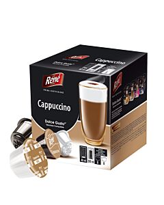 Café René Cappuccino package and capsule for Dolce Gusto

