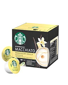 Starbucks Madagascar Vanilla Macchiato package and capsule for Dolce Gusto