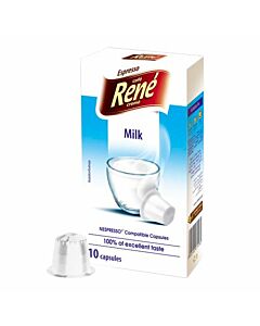 CafÃ© RenÃ© Milk package and capsule for NespressoÂ®