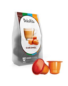 Dolce Vita Caramelito package and capsule for Nespresso®