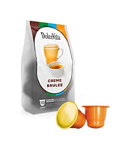 Dolce Vita Crème Brûlée package and capsule for Nespresso®