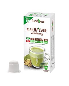 FoodNess Matcha Latte package and capsule for Nespresso
