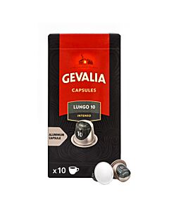 Gevalia Lungo 10 Intenso package and capsule for Nespresso®