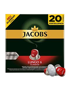 Jacobs Lungo 6 Classico XL Packung und Kapsel für Nespresso®