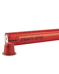 Kaffekapslen Dynamite Coffee package and capsule for Nespresso
