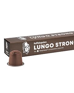 Kaffekapslen Lungo Strong Premium pak en capsule voor Nespresso
