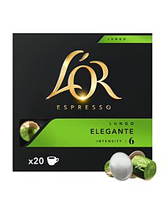 L'OR Lungo Elegante Big Pack package and capsule for NespressoÂ®