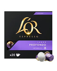 L'OR Lungo Profondo XL package and capsule for Nespresso
