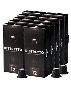Pack de démarrage avec 100 capsules en plastique de Kaffekapslen Ristretto pour Nespresso