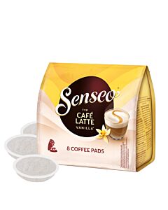 Senseo Cafe Latte Vanilla package and pods for Senseo