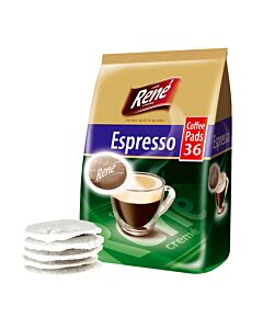 Café René Espresso Packung und Pods für Senseo