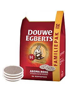 Douwe Egberts Aroma Rood 54 package and pods for Senseo
