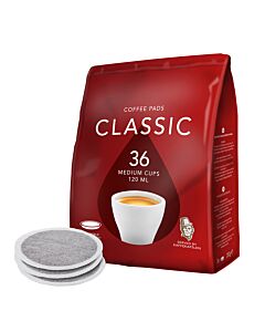 Kaffekapslen Classic 36 package and pods for Senseo