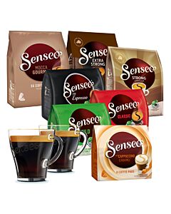 Senseo-pakketilbud med 148 kaffeputer og 2 kopper