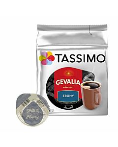 Gevalia Ebony MÃ¶rkrost package and capsule for Tassimo
