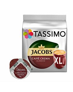 Jacobs Caffé Crema Classico XL Packung und Kapsel für Tassimo